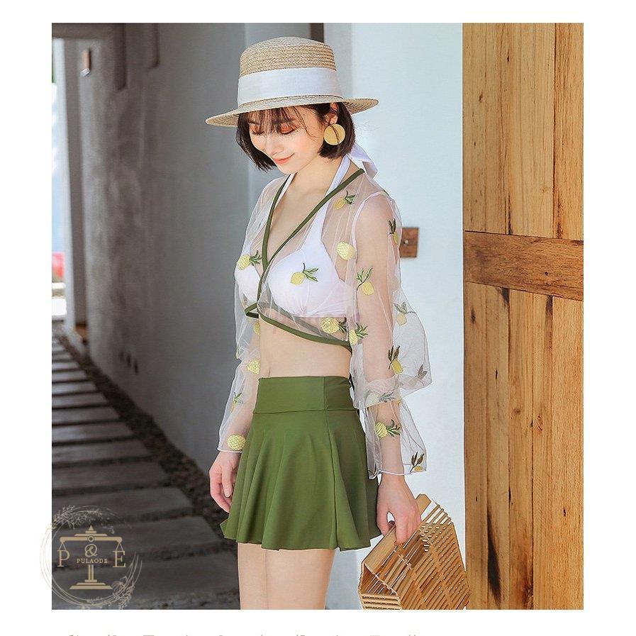 全国宅配無料 水着レディース 体型カバー 水着3点セットuvカット セパレート キュロットスカト小胸バンドゥビギニ 水着 韓国風可愛い スイムウェア 温泉 水着 国内配送 Turningheadskennel Com