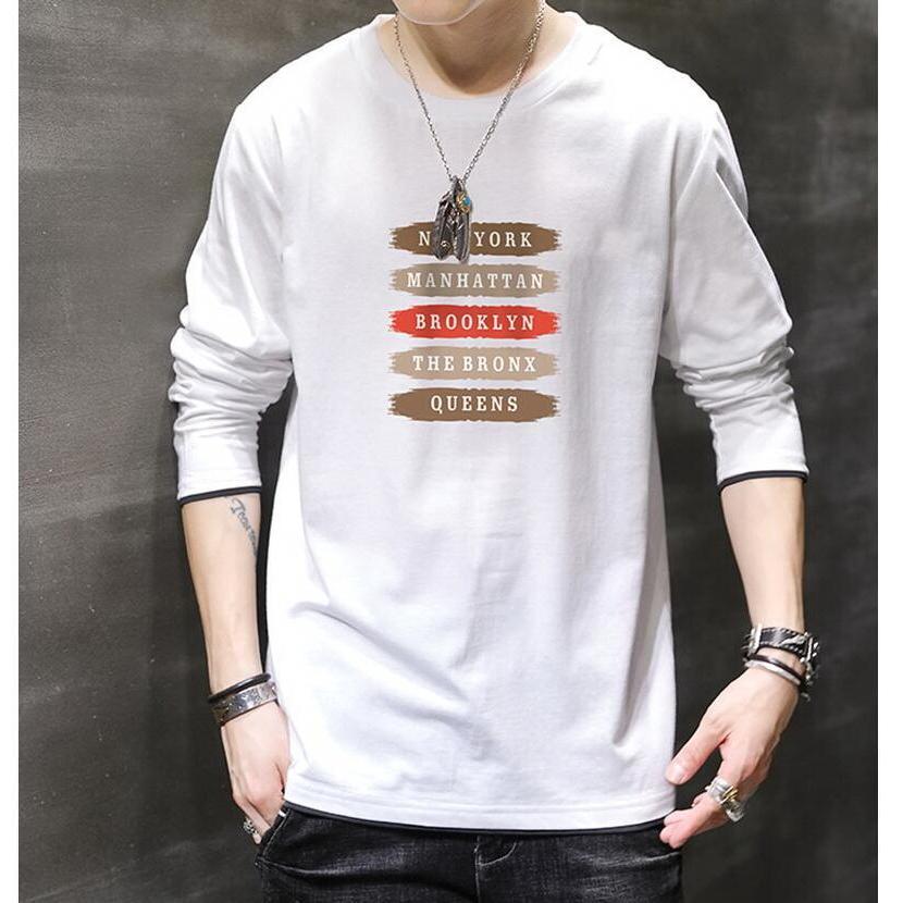 Tシャツ メンズ ロングtシャツ メンズファッション 白tシャツ 長袖 ロンt 英字柄 切り替え インナー クルーネック Pu07 Sk192 プラウド 通販 Yahoo ショッピング