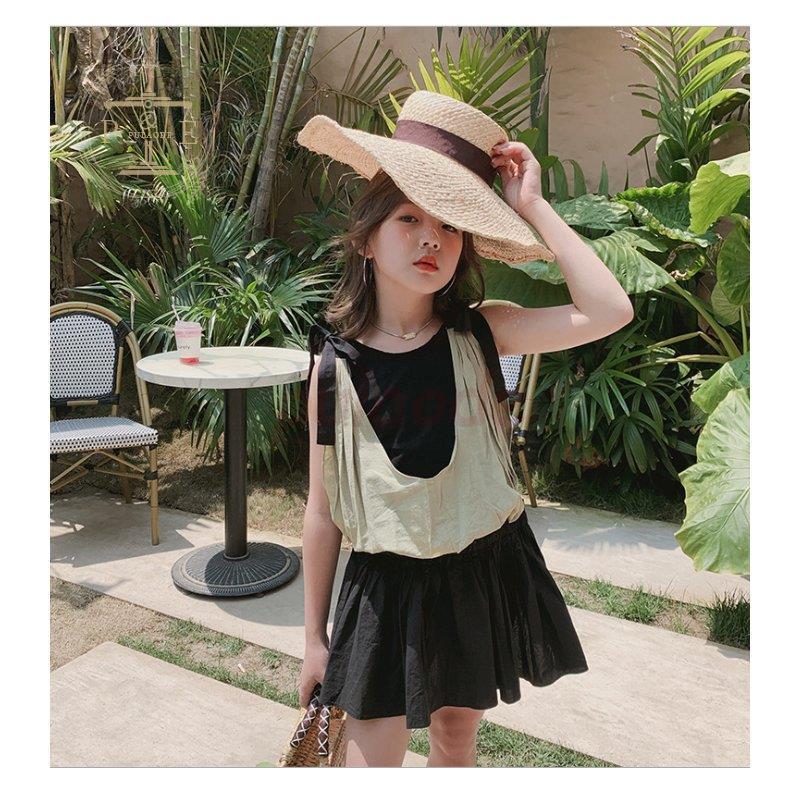 史上一番安い 夏 韓国子供服 ワンピース 女の子 ショルダーテザー リボン ファッションス 大人 フリル プリーツスカート ギャザー 涼しい かわいい 普段着 110 160cm ワンピース チュニック サイズ 150 Www We Job Com
