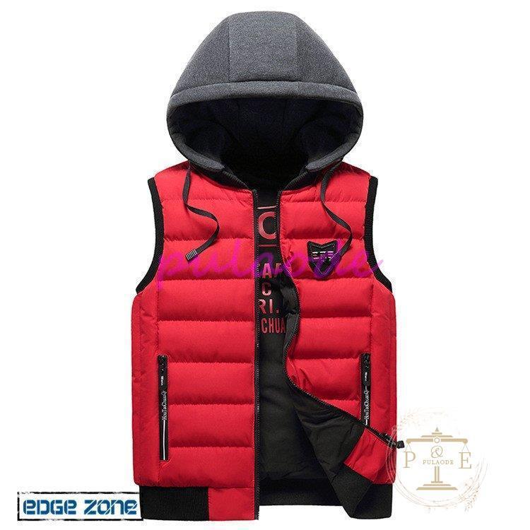 中綿ベスト メンズチョッキ ダウンベスト キルティングベスト フード付き インナーダウンベスト 英文字 防寒 暖かい カジュアル アウトドア 秋冬 スウェット