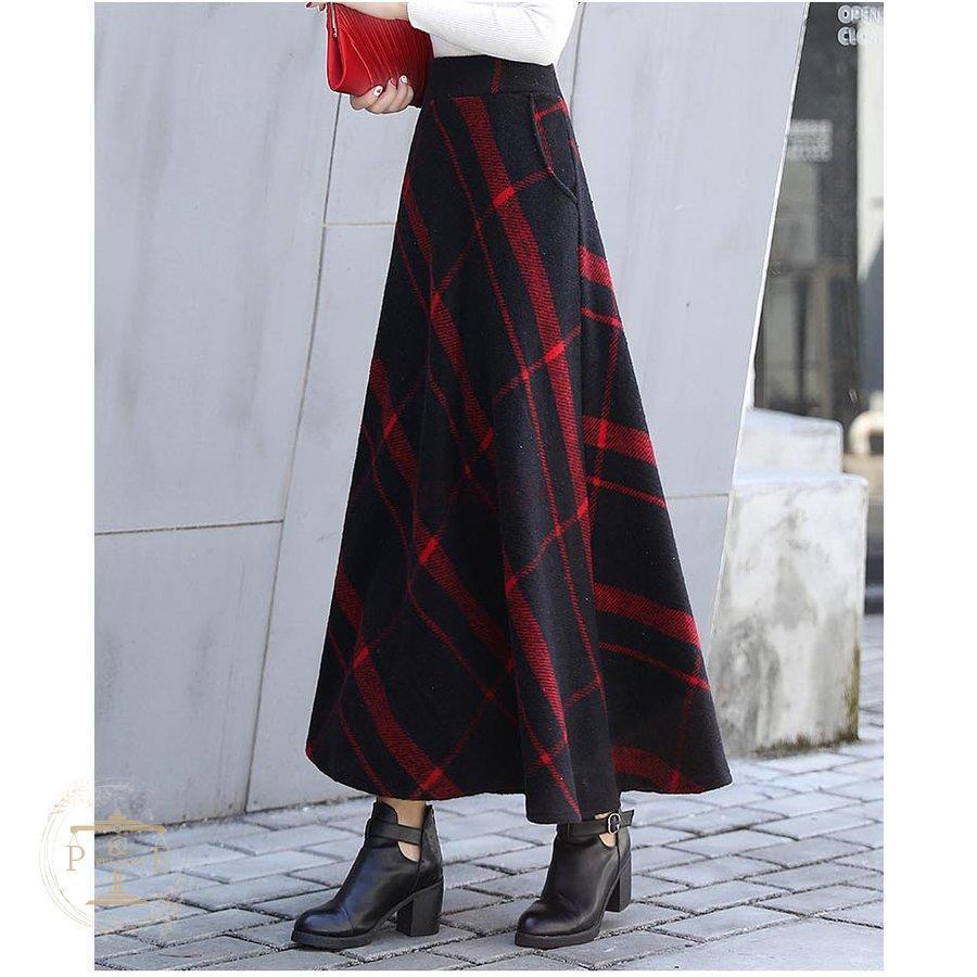 スカート 秋冬 コーデ ロング マキシ丈 ロングスカート チェック柄 赤 グレー ネイビー オレンジ インスタ映え 韓国ファッション ポイント消化 Rx0609 Vme174 プラウド 通販 Yahoo ショッピング