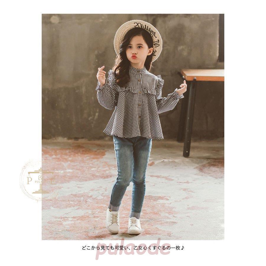 Sale 長袖ブラウス 子供服 長袖シャツ シャツブラウス チェック柄 女の子 キッズ 春トップス フリル 立ち襟 おしゃれ 可愛い 女児 キレイめ 春 秋 春新作 Recomenda Co