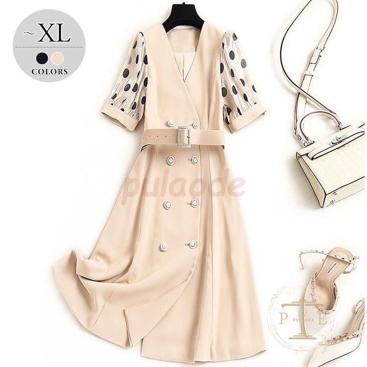 絶対一番安い クール きれいめ お出かけ 甘め 個性的 ボタン ベルト とろみ 透け感 ドット柄 ドッキングワンピ ワンピース ポップでレトロな優秀デザイン 清楚 女子会 リゾート ワンピース チュニック Services Luthercare Com