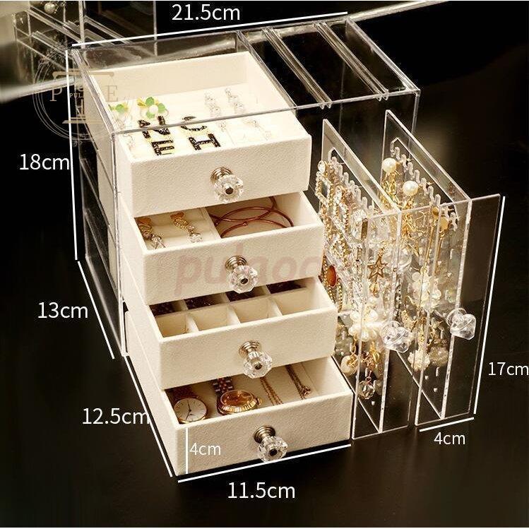 透明ジュエリーボックス  母の日 アクセサリーケース クリア/透明 収納ケース 4層引き出し 大容量 時計 指輪 ピアス ネックレス イヤリング  プレゼント｜pulaode｜08