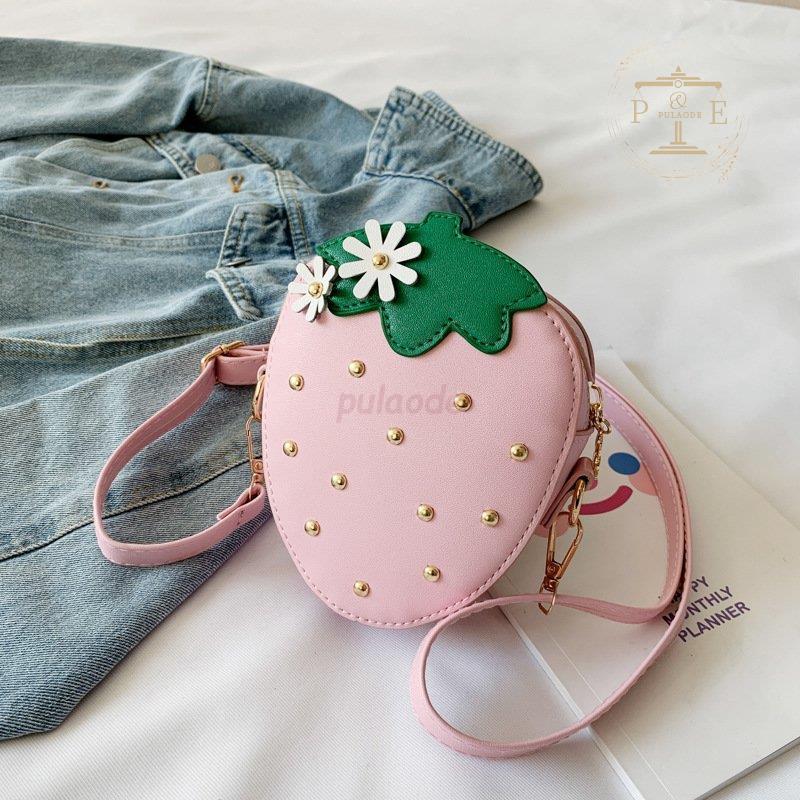 ショルダーバッグ 子供バッグ 斜め掛けバッグ フラワー いちごバッグ
