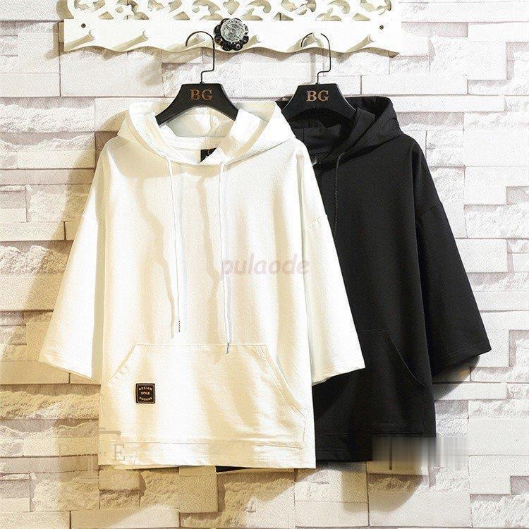 パーカー メンズ プルオーバー 七分袖 スポーツ パーカ トップス 半袖 五分袖 カジュアル 大きいサイズ 春夏秋 パーカー サイズ 3xl Bollywoodpapa Com