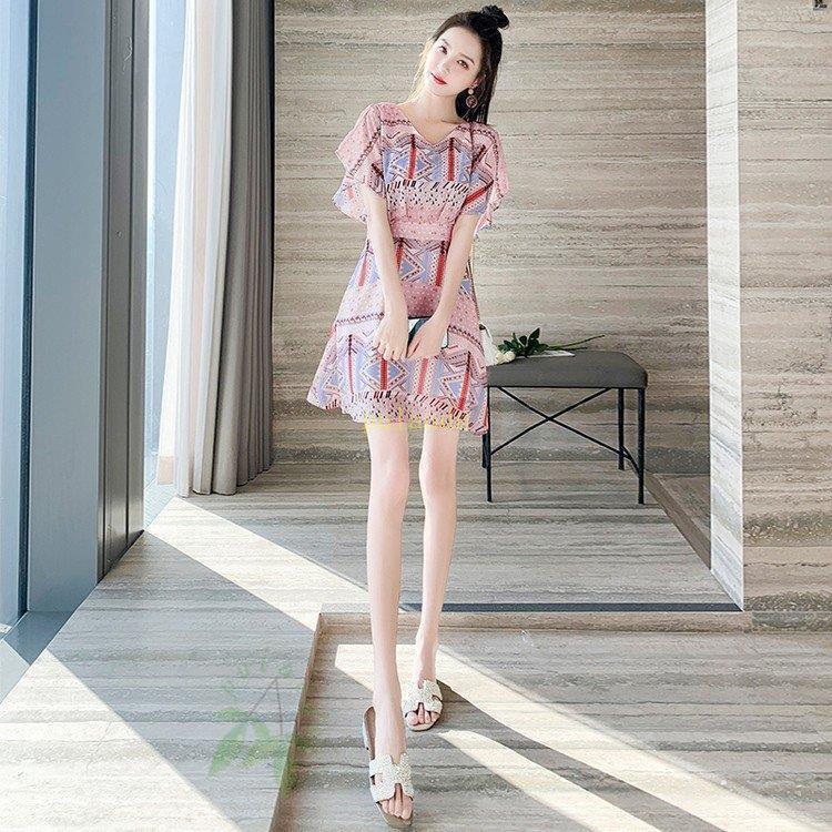 最上の品質な ピンク 半袖 シフォン レディース ワンピース 大人 オトナ女子 きれい おしゃれ 大人可愛い プチプラ ミニ丈 甘い フェミニン 柄物 可愛い 安い サマードレス フレアスカート ワンピース チュニック