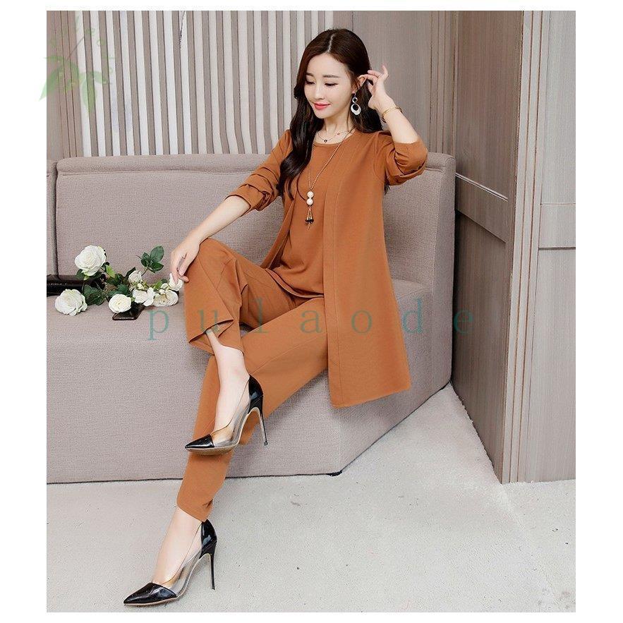 春秋セットアップ レディース フォーマル パンツドレス シフォン 3点  