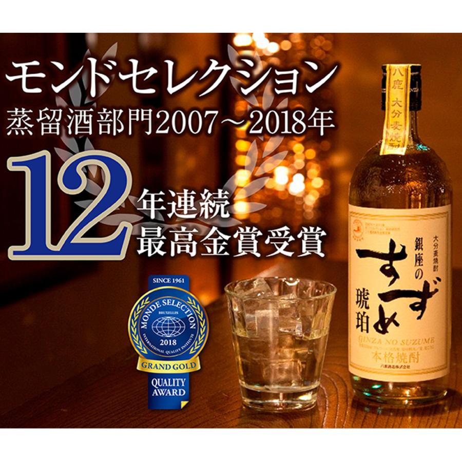 八鹿酒造 送料無料 焼酎 麦焼酎 銀座のすずめ 琥珀 720ml