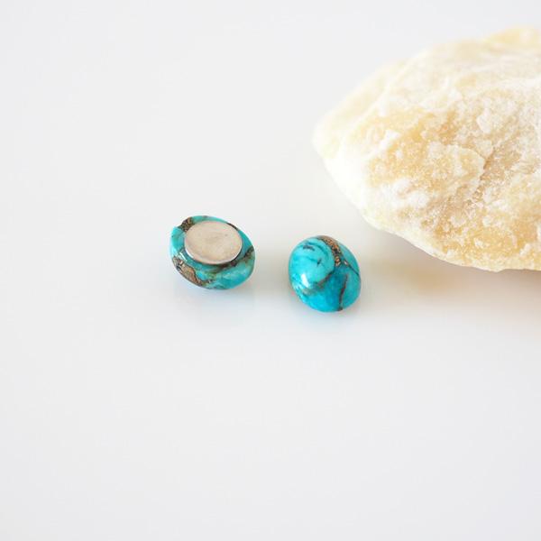 貼るピアス 天然石 ターコイズ イヤリング 痛くない 40代 カジュアル オーバル |  | 03