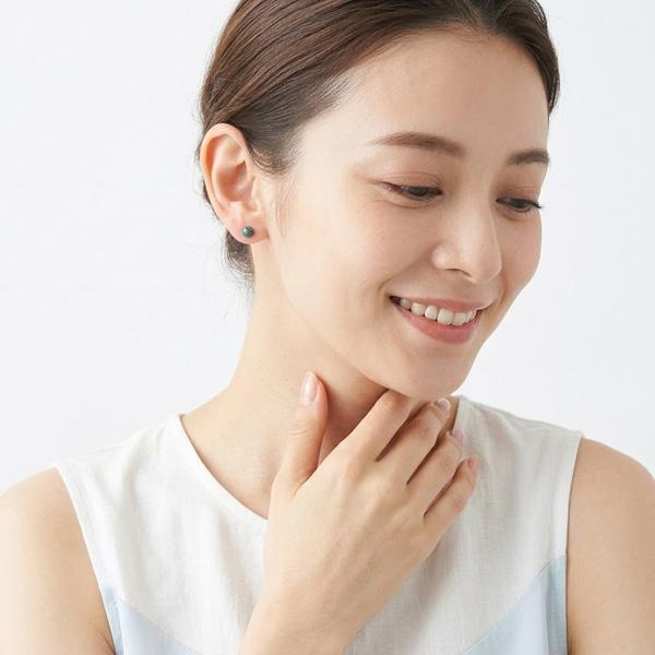 イヤリング 痛くない 天然石 50代 40代 貼るピアス レインボーカルシリカ |  | 05