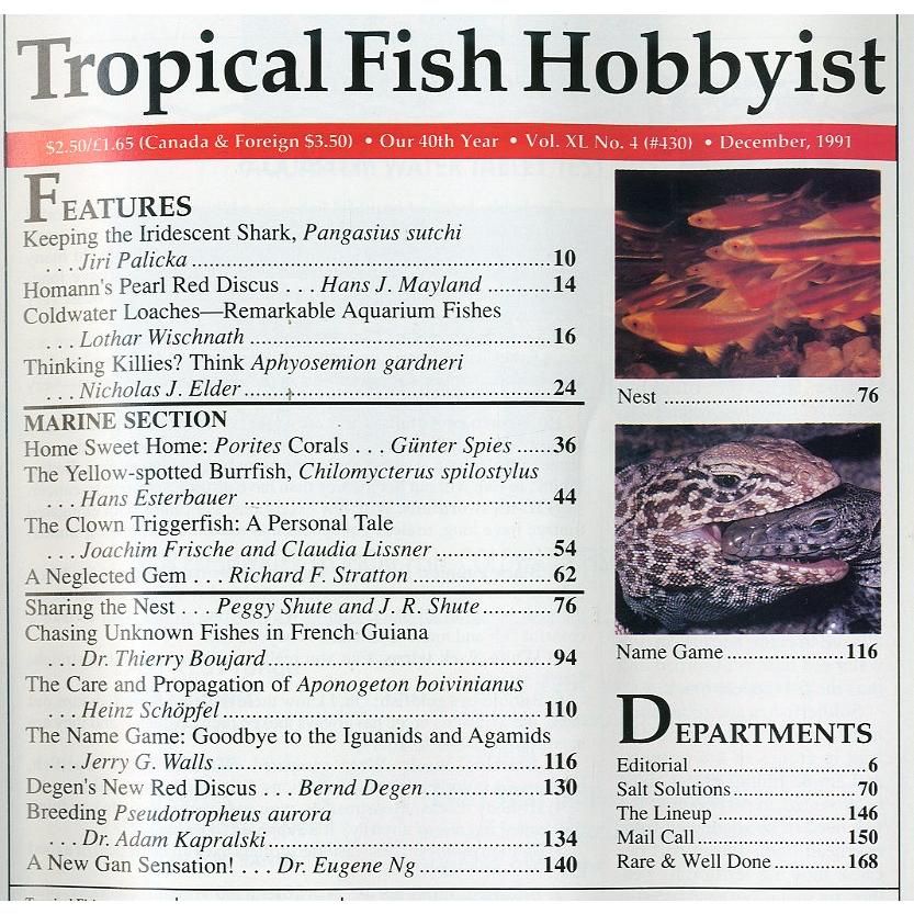 Tropical  Fish  Hobbyist (トロピカルフィッシュホビイスト）1991年12月号 |  | 01