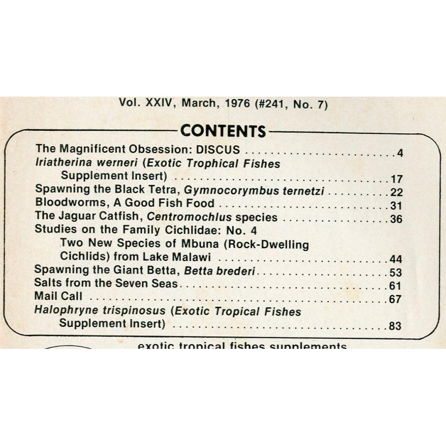 Tropical  Fish  Hobbyist (トロピカルフィッシュホビイスト）1976年3月号 |  | 01