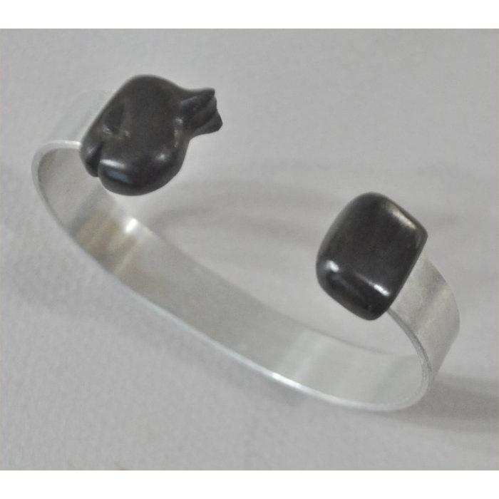 アルミバングルの青黒檀のミニクジラキャップ１０ｍｍ幅 | 