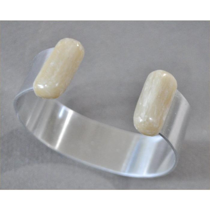 ナンタケットバスケット用の白水牛の角キャップのアルミバングル１９ｍｍ幅 | 