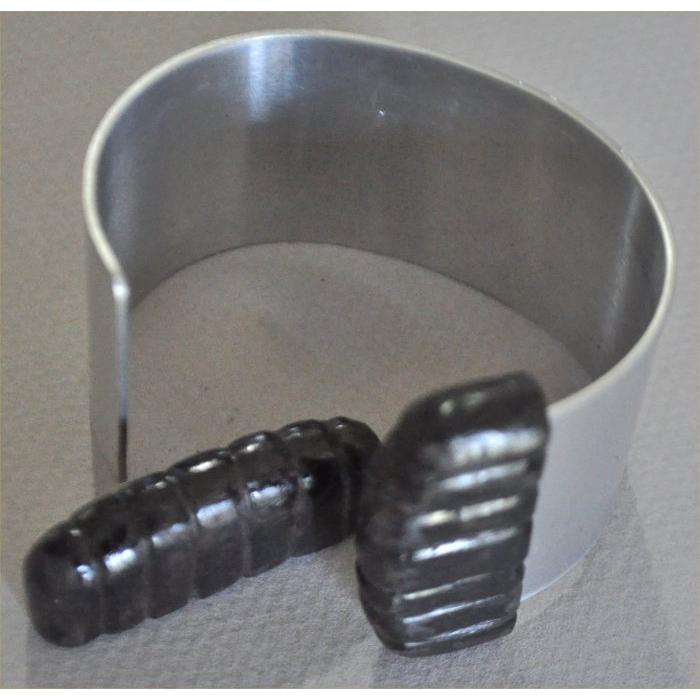 黒檀の大きめのストライブ柄キャップアルミバングル |  | 02