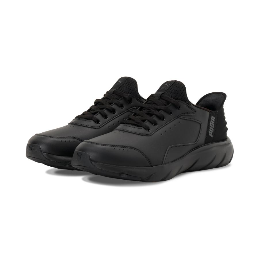 PUMA ソフトライド フレックス イーズイン ランニングシューズ 25.5 ユニセックス ソフトライド フレックス レース イーズイン ワイド ランニングシューズ （Flat Dark Gray-PUMA Black-Pale  Plum）