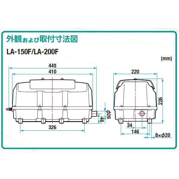 LA-200F【LAM-200の後継機種】  エアーポンプ ＬＡ−２００Ｆ メドーコンプレッサ 日東工器 １年保証付　送料無料　ばっき式浄化槽　グリストラップ |  | 04