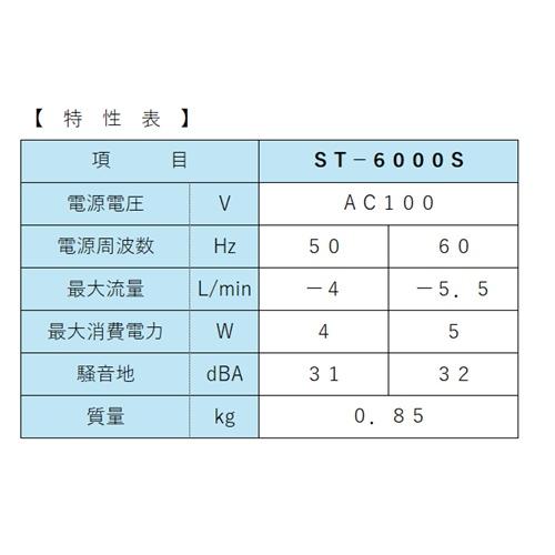 エアーポンプ　水槽　ST-6000S【吸排両用】　エアサーブ製　観賞魚　1年保証付き　送料無料　低騒音・低振動　省エネ　100％国内生産　安心の耐久性　 |  | 01