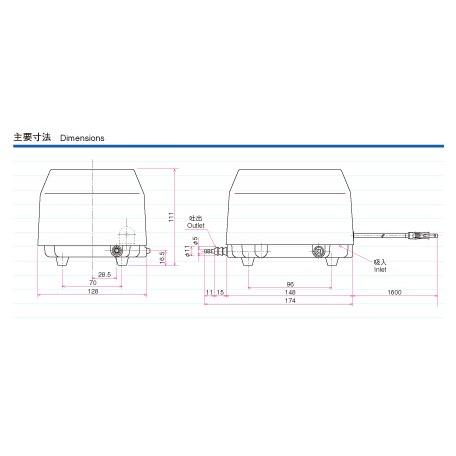 YP-20A（２方分岐管付き） エアーポンプ ＹＰ−２０Ａ安永エアポンプ １年保証付　送料無料_1