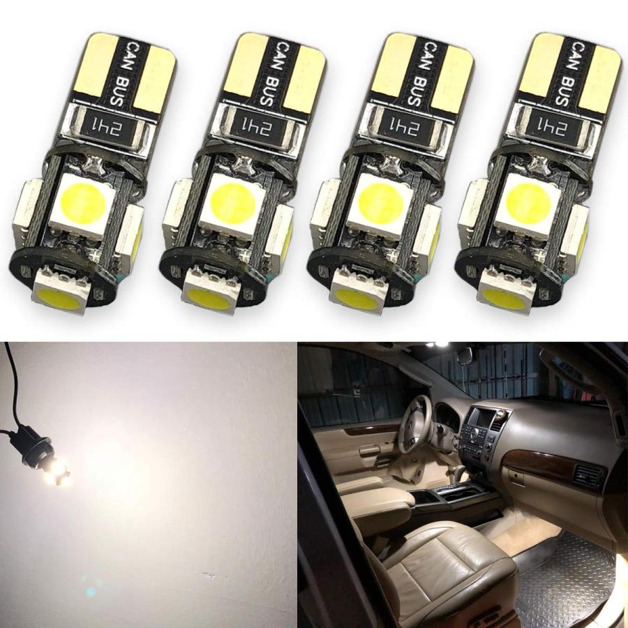 T10 W5W 5050 led 電球 バルブ 高輝度 ウェッジ球 爆光 5W 12V 5連 SMD 車内灯 ナンバー灯 ルームランプ カーテシランプ