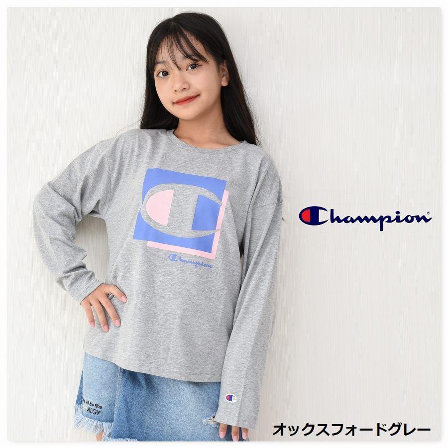 長袖 Tシャツ チャンピオン 送料無料 子供服 champion 国内正規品 女の子 スポーツ ジュニア ブランド 通学｜punahele｜02