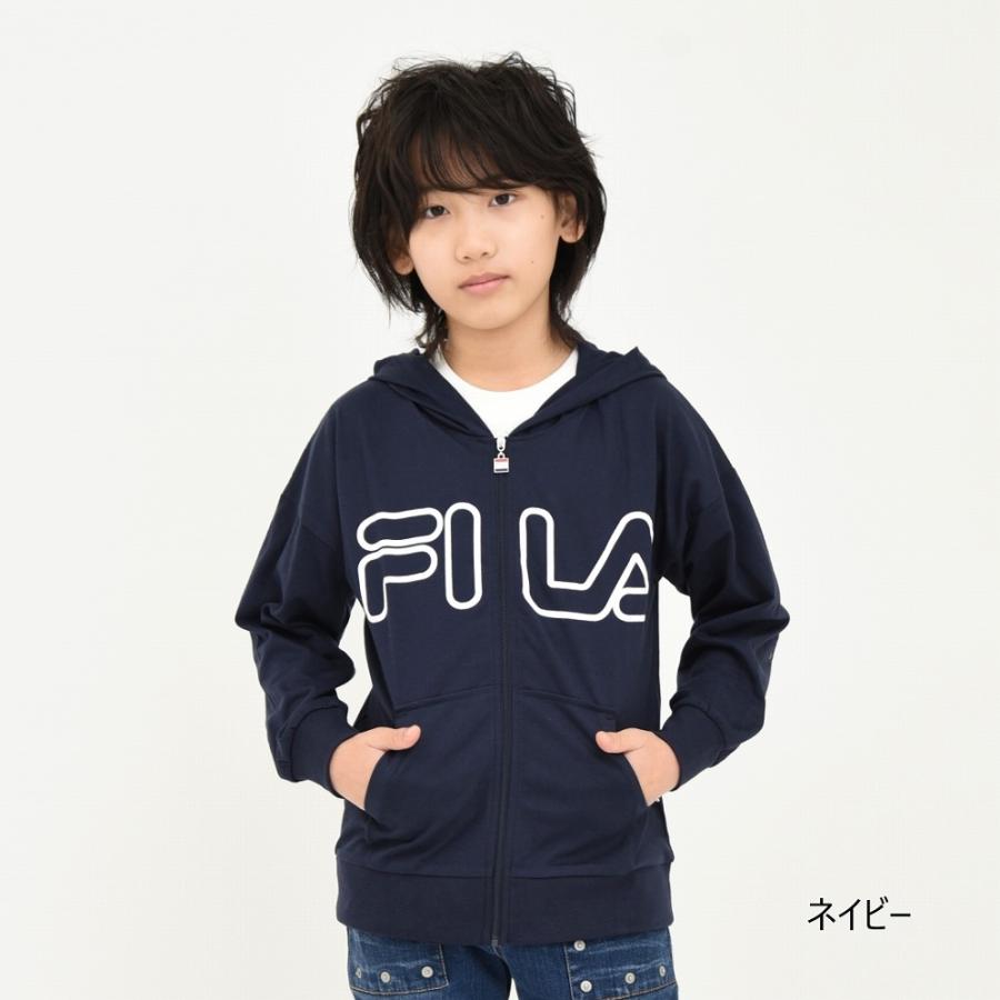 FILA 子供服 長袖パーカー フード付きジャケット ビッグロゴプリント 薄手｜punahele｜03