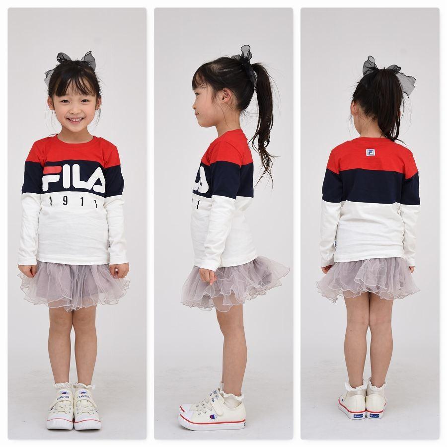 子供服 FILA フィラ 長袖 Tシャツ ビッグロゴ キッズ 男の子 女の子 綿100％ 天竺 トップス 秋 春 冬｜punahele｜07