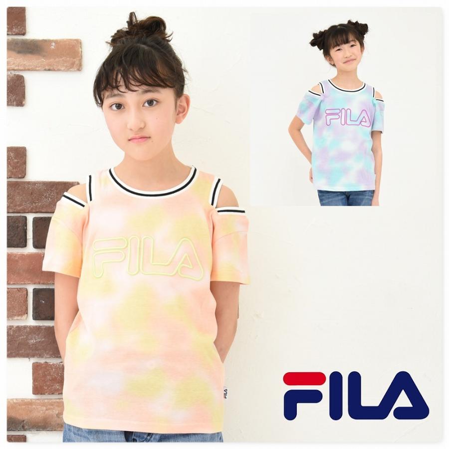 子供服 女の子 FILA 半袖Tシャツ 総柄 ロゴプリント 厚盛刺繍｜punahele