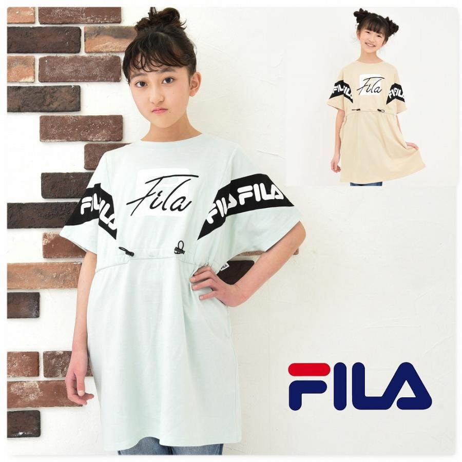 子供服 女の子 Fila 半袖クルーワンピース 袖 胸 プリントロゴ J2409 子供服punahele 通販 Yahoo ショッピング