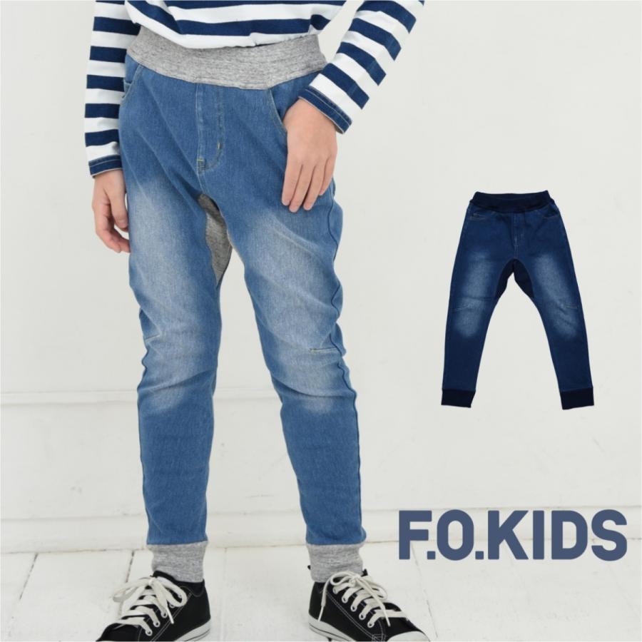 FOKIDS エフオーキッズ 子供服 ニットデニムパンツ ストレッチ 10分丈  