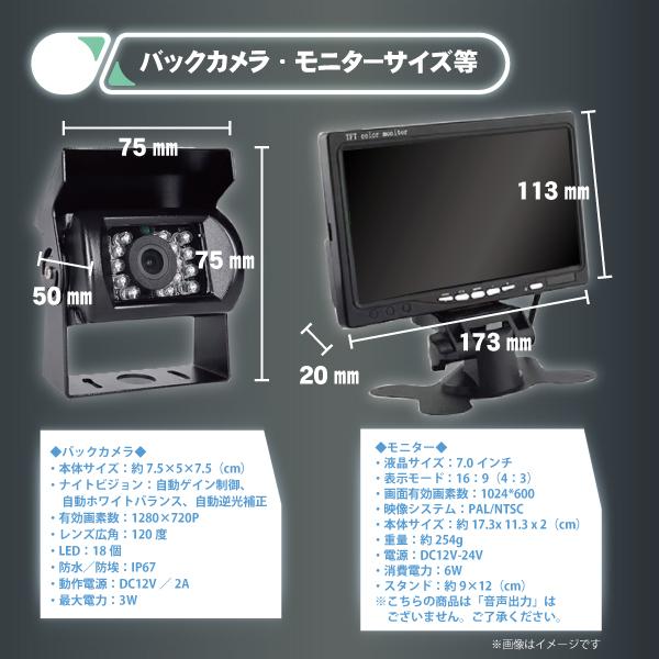 レビュー特典あり】有線バックカメラ モニター セット トラック 後方