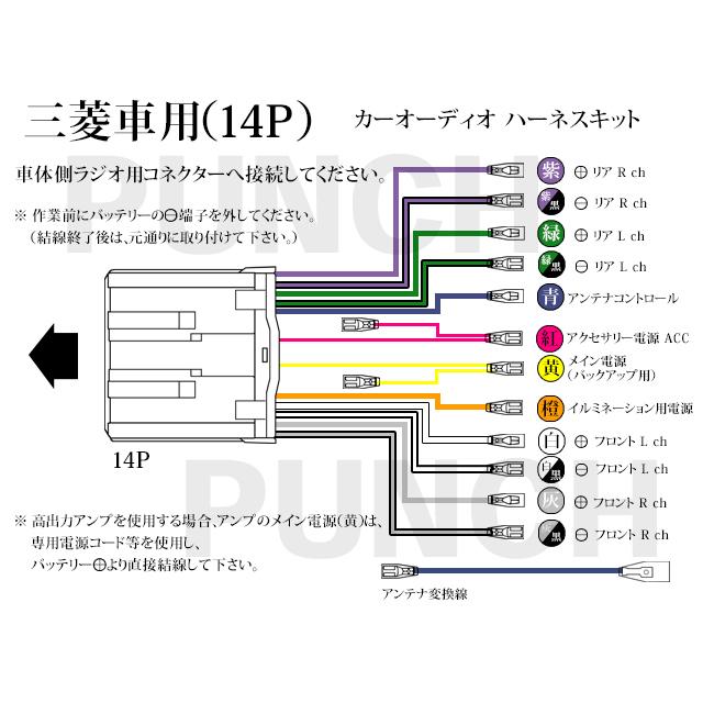三菱 オーディオハーネス 14p 配線変換 ナビ取付け 載せ替え 補修 配線キット Mitsubishi トッポ トッポbj ミニカトッポ トッポbjワイド Po7 Po7 F Punchカーショップ 通販 Yahoo ショッピング