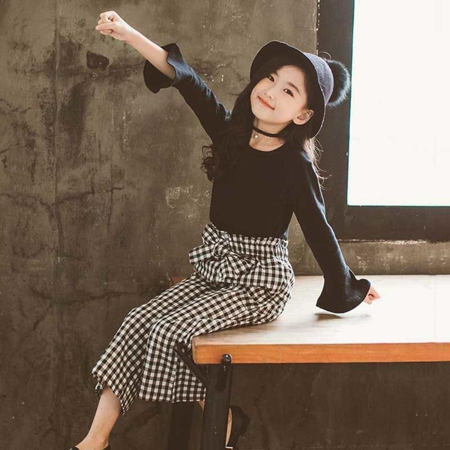 子供服 ティーンズ 格子柄 セットアップ 上下2点セット 女の子