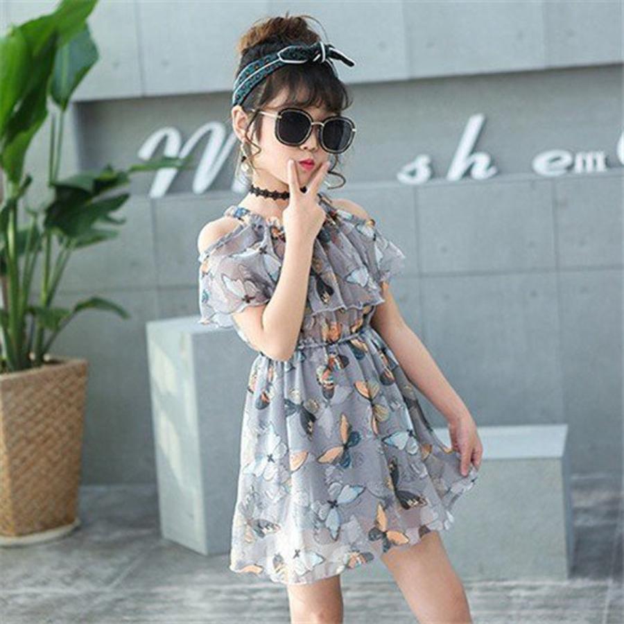 子供服 ワンピース キッズ 女の子 ティーンズ シフォン ガール 