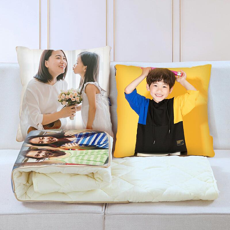 オリジナル 2WAY クッション ブランケット 写真入り オーダーメイド 40
