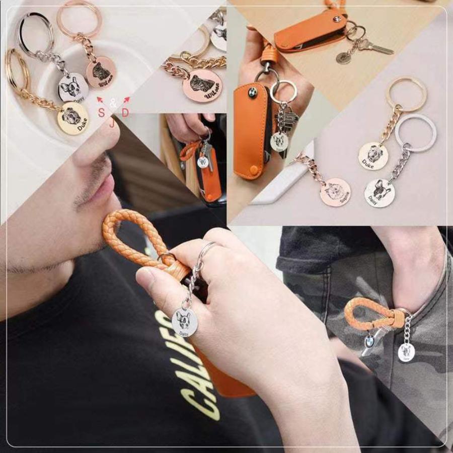 オリジナル ペット レーザー刻印 キーホルダー ステンレス サイズ別