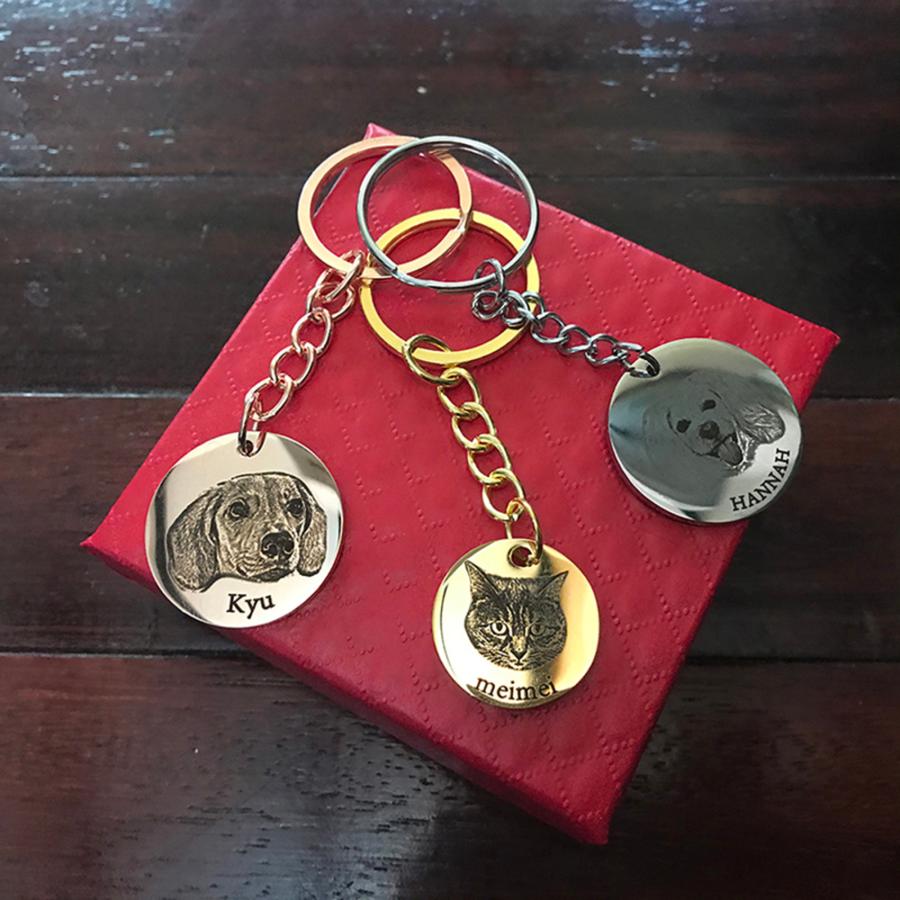 オリジナル ペット レーザー刻印 キーホルダー ステンレス サイズ別