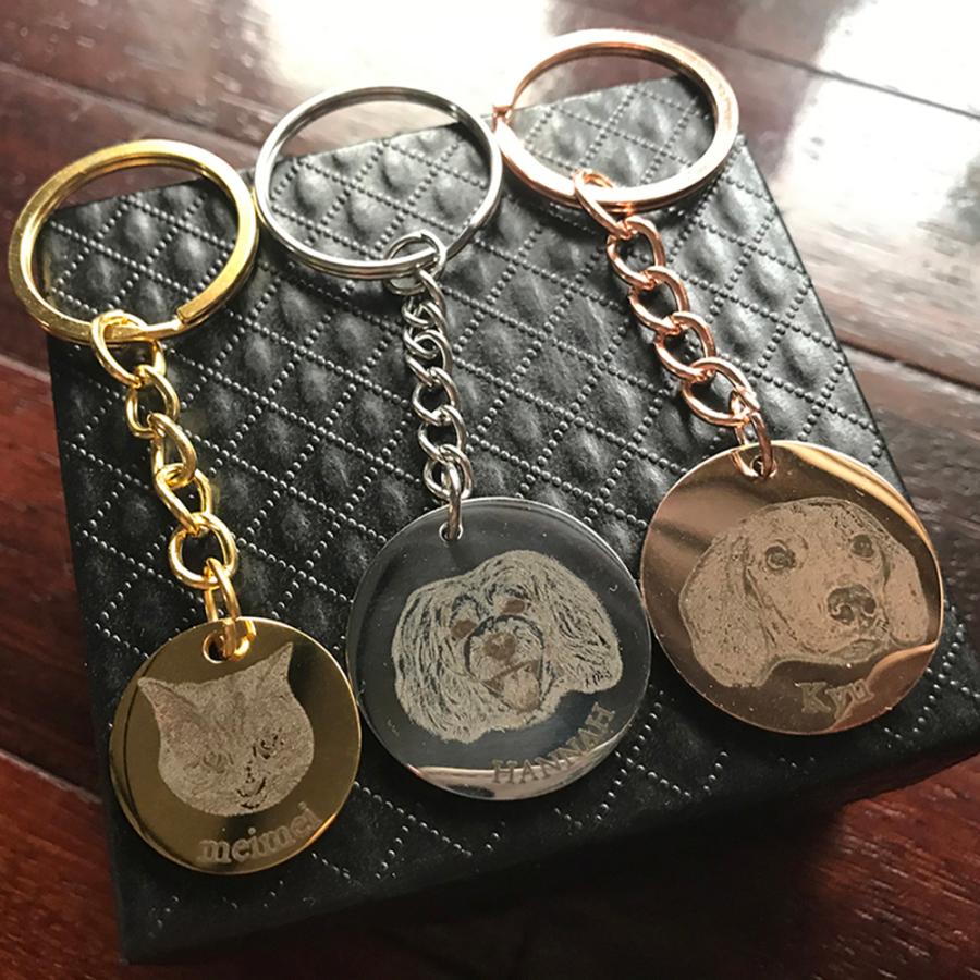 オリジナル ペット レーザー刻印 キーホルダー ステンレス サイズ別