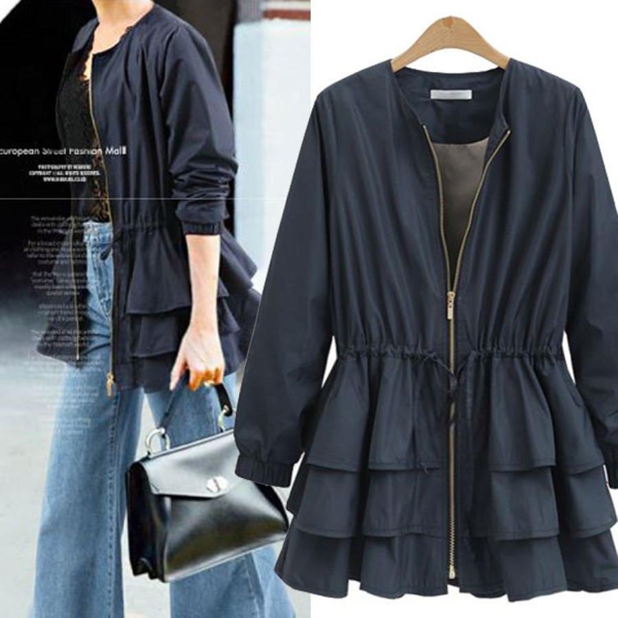 大きいサイズ レディース フリル コート ジャンパー XL〜3XL相当 LL 3L