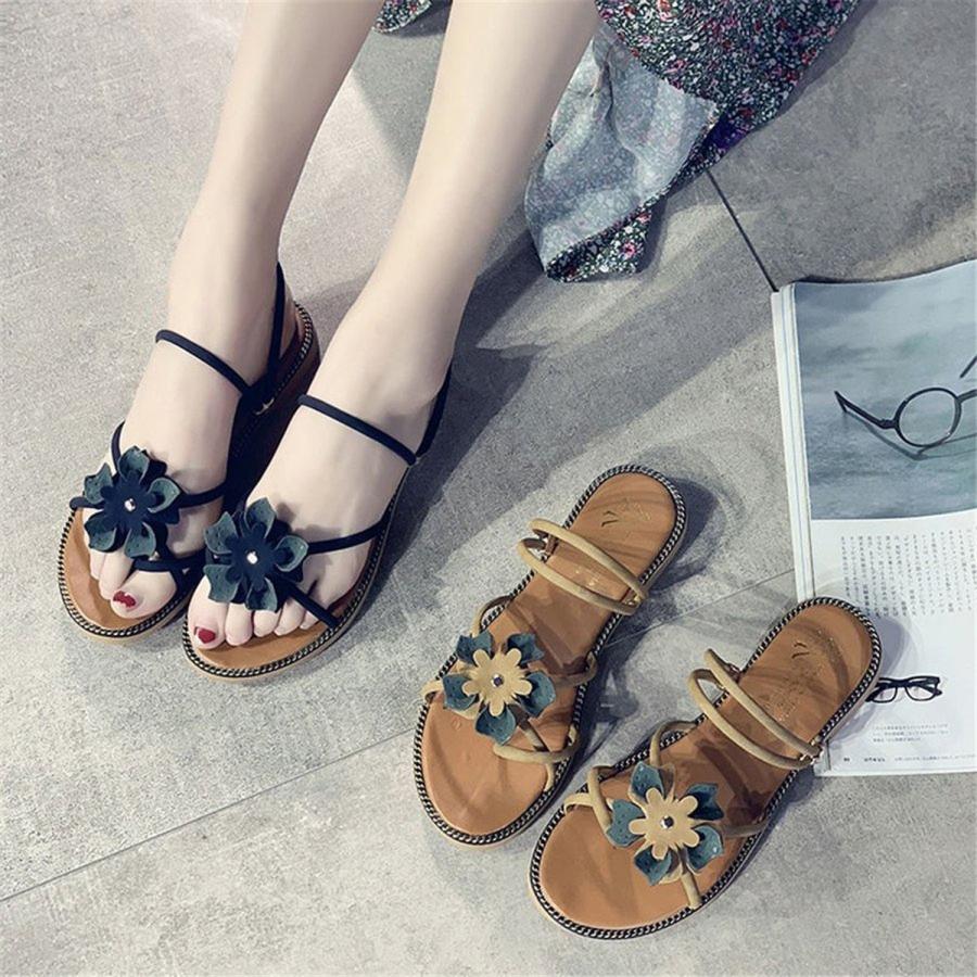 レディース フラワー ぺたんこ サンダル 歩きやすい 痛くない