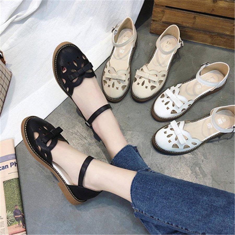 レディース サンダル パンプス 雕り ストラップ ぺたんこ 春 夏