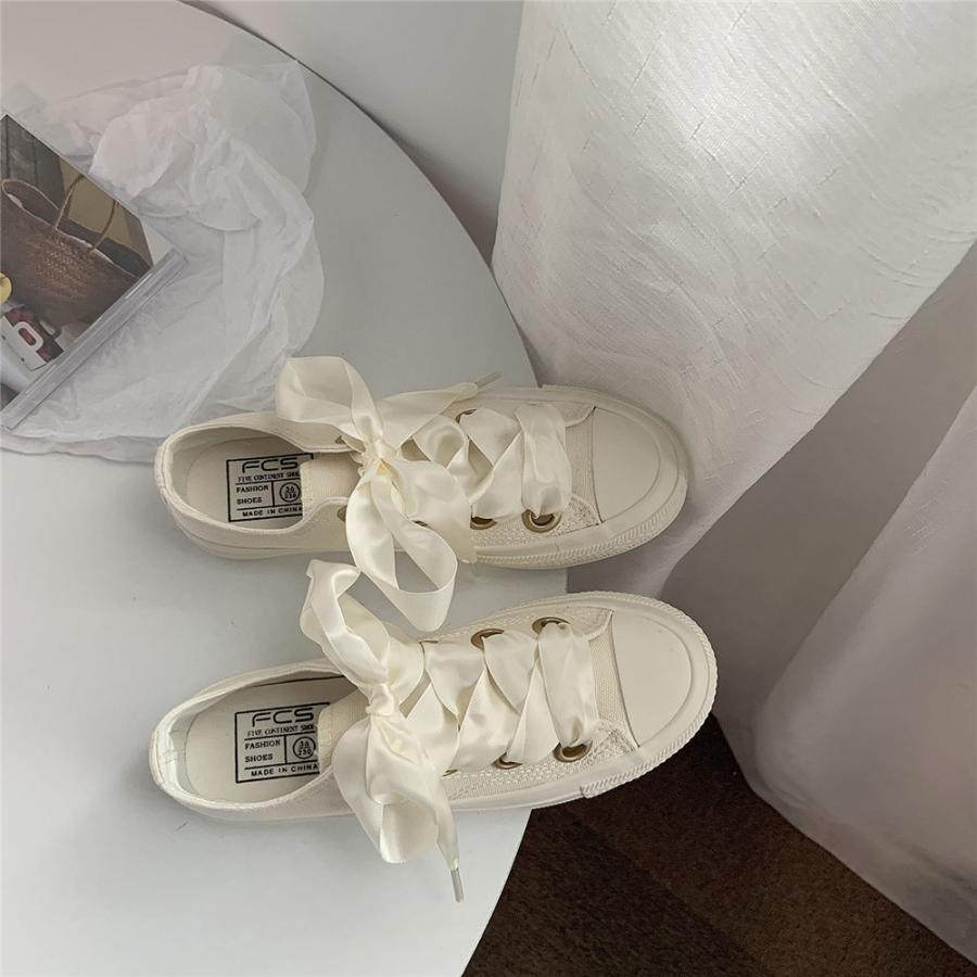 激安直営店 レディース スニーカー リボン シューレース オーガンジー レディースシューズ オシャレ ハイカット ローカット 靴 大人可愛い 歩きやすい 美足 Aynaelda Com