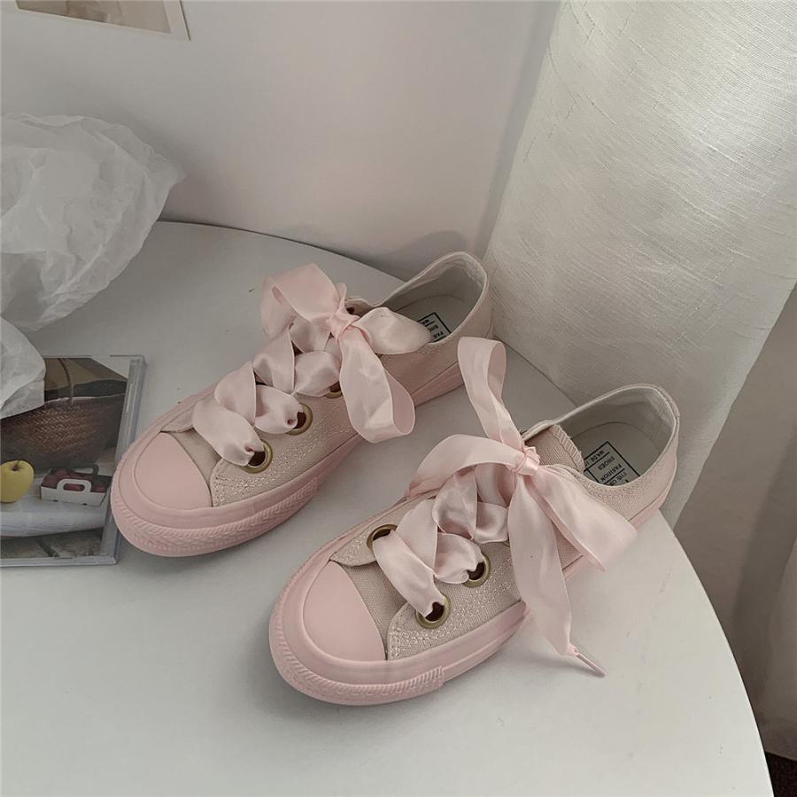 激安直営店 レディース スニーカー リボン シューレース オーガンジー レディースシューズ オシャレ ハイカット ローカット 靴 大人可愛い 歩きやすい 美足 Aynaelda Com