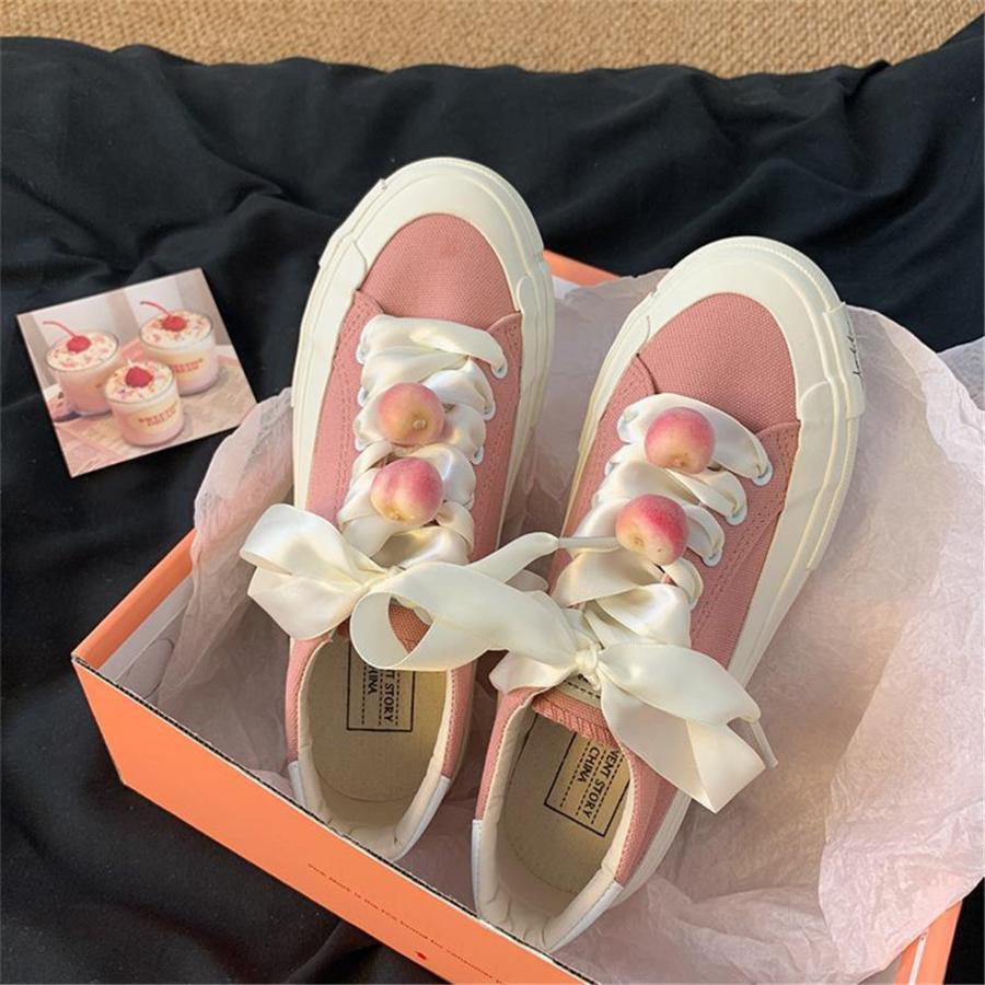 レディース スニーカー リボン シューレース オーガンジー レディースシューズ オシャレ もも 靴 桃 可愛い 歩きやすい 美足 Pkt 0134 A Puni Masyu Mon Cheri 通販 Yahoo ショッピング