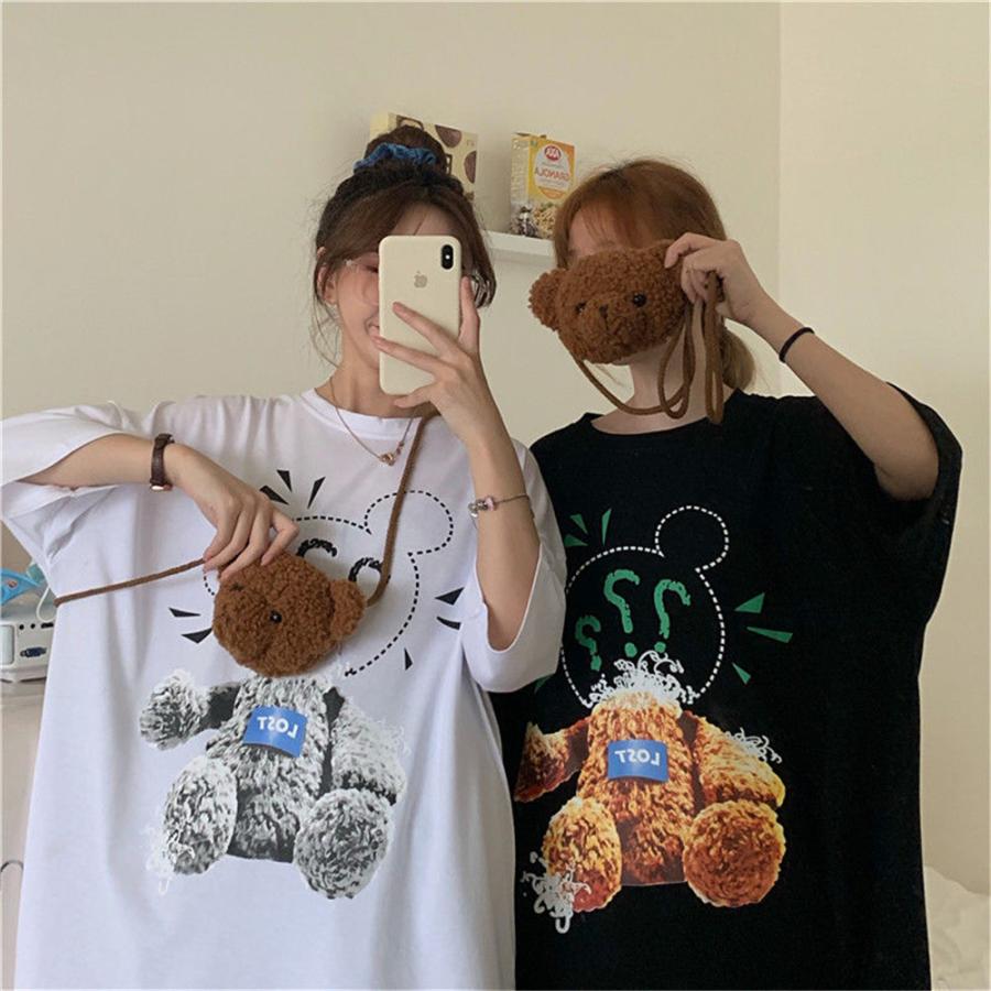 Tシャツ レディース 半袖 トップス くま インスタ映え バッグなし 