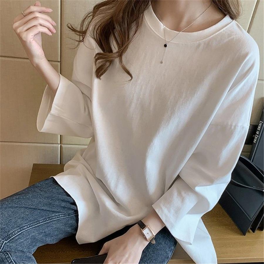 大きいサイズ レディース サイドスリット Tシャツ ゆったり 七分袖