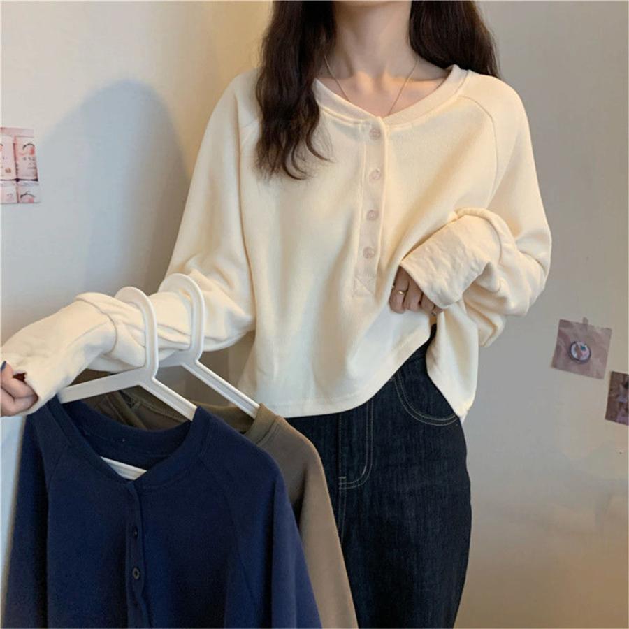 ニッセン 7分袖トレーナー オーバーサイズ ロング丈 両サイド