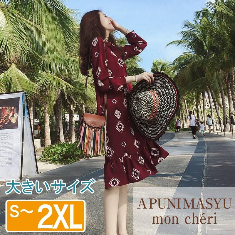 大きいサイズ レディース フェミニンダイヤ ワンピース S 2xl Ll 2l 3l 春秋 Pwp 0004 A Puni Masyu Mon Cheri 通販 Yahoo ショッピング