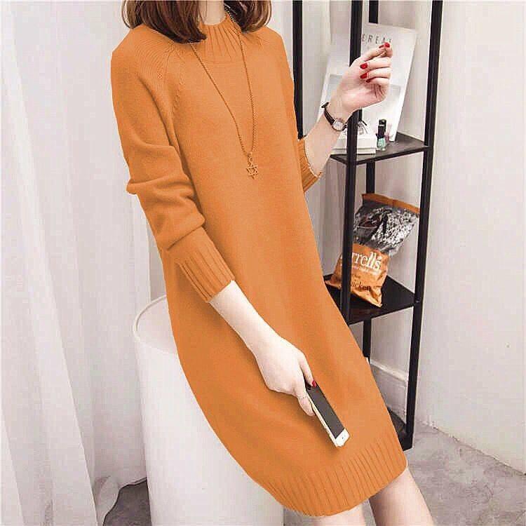 大きいサイズ レディース ニット チュニック ワンピース S〜3XL相当 LL